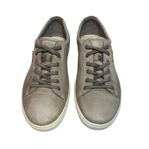 ECCO Soft 7 Womans Extra Wide Grey Leather Perforated Lace Up Sneakers Size 11.5